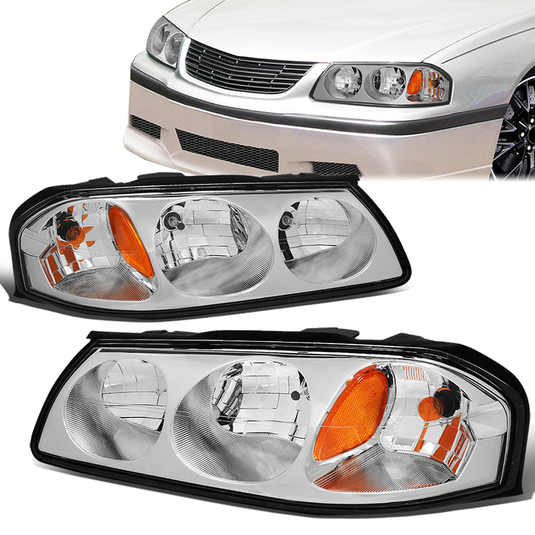 FAROS 00-05 CHEVY IMPALA 4-DOOR - CHROME HOUSING / AMBER CORNER - 9006 LOW BEAM / 9005 HIGH BEAM