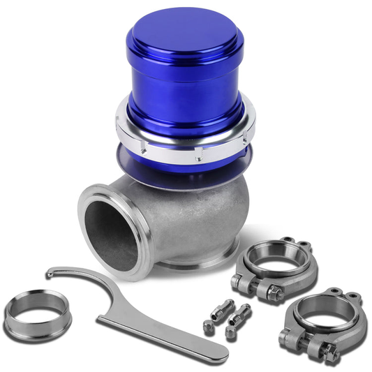 VALVULA DE ALIVIO WASTEGATE - 45MM - CAST STEEL - TALL - V-BAND - 14PSI - BLUE
