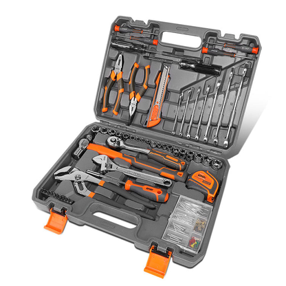 HERRAMIENTAS 160PCS - METALLIC / BLACK / ORANGE - CHROME VANADIUM STEEL / ABS PLASTIC / RUBBER