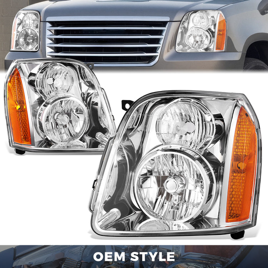 FAROS 07-14 GMC YUKON / 07-14 GMC YUKON XL 1500 / 07-13 GMC YUKON XL 2500 - WITHOUT DENALI - H13 HIGH / H13 LOW / 194 SIDE MARKER - CHROME / AMBER