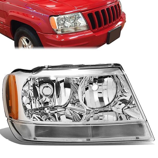 FAROS OE STYLE - 99-04 JEEP GRAND CHEROKEE WJ - 9006XS LOW BEAM / 9005XS HIGH BEAM - CHROME HOUSING - RIGHT