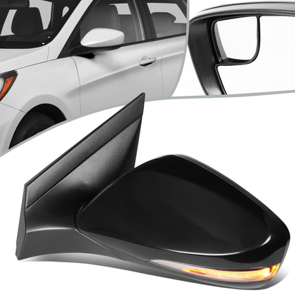 RETROVISOR MIRROR - OEM - 14-17 HYUNDAI ACCENT - POWERED - HEATED - BLACK - LEFT