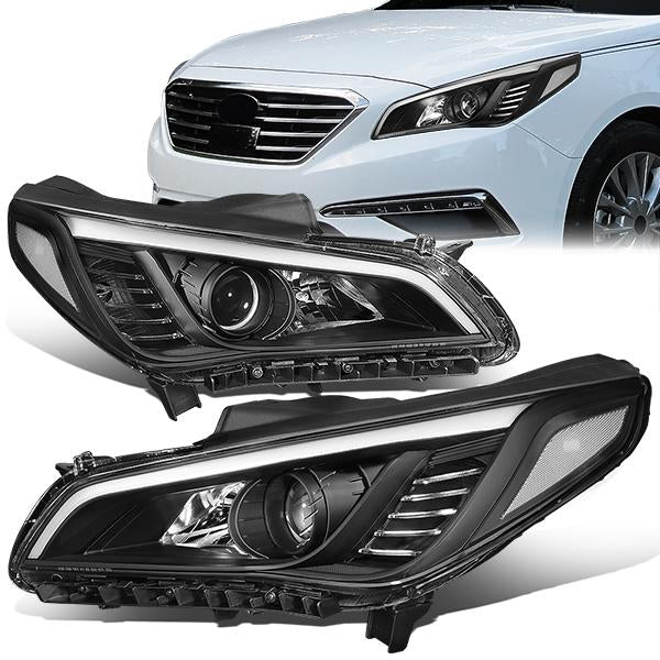FAROS 15-17 HYUNDAI SONATA - FITS MODELS WITH HALOGEN HEADLIGHTS - PROJECTOR LOW BEAM - 9005 HIGH / H7 LOW BEAM - BLACK HOUSING / CLEAR CORNER
