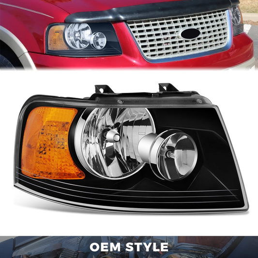 FAROS OE STYLE - 03-06 FORD EXPEDITION - WITH BLACK BEZEL - 9006 LOW / 9005 HIGH / 3157 TURN SIGNAL - BLACK HOUSING - RIGHT