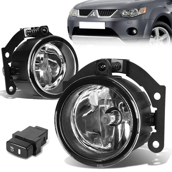 FAROS DE NIEBLA 10-15 MITSUBISHI OUTLANDER / 11-15 OUTLANDER SPORT , RVR - WITH SWITCH - H11 BULB - CHROME / CLEAR