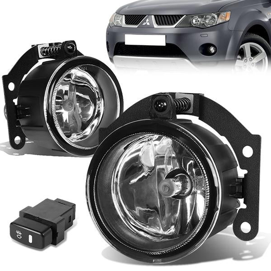 FAROS DE NIEBLA 10-15 MITSUBISHI OUTLANDER / 11-15 OUTLANDER SPORT , RVR - WITH SWITCH - H11 BULB - CHROME / CLEAR