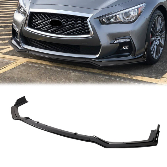 LIP FRONTAL 18-22 INFINITI Q50 - FITS SPORT MODEL ONLY - REQUIRES DRILLING BUMPER FOR INSTALLATION - 3PC - PAINTED GLOSS BLACK