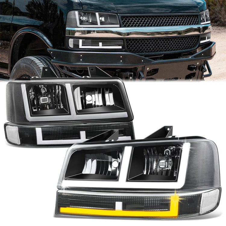 FAROS CLEAR LENS,CLEAR REFLECTOR,BLACK HOUSING - 4PCS - LED BAR - 03-14 CHEVROLET EXPRESS 1500 / 03-23 CHEVROLET EXPRESS 2500 / 03-23 CHEVROLET EXPRESS 3500 / 09-22 CHEVROLET EXPRESS 4500 / 03-14 GMC SAVANA 1500 / 03-23 GMC SAVANA 2500 / 03-23 GMC SAVANA