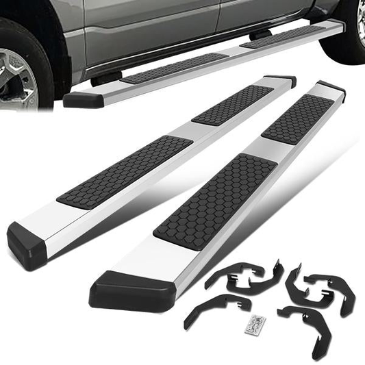 ESTRIBOS 5.5" - HONEYCOMB STEP PAD - 07-18 CHEVY SILVERADO 1500, GMC SIERRA 1500 / 07-19 CHEVY SILVERADO 2500HD, SILVERADO 3500HD, GMC SIERRA 2500HD, SIERRA 3500HD - DOES NOT FIT DIESEL MODELS EQUIPPED WITH DEF TANK - EXTENDED CAB - CHROME / BLACK