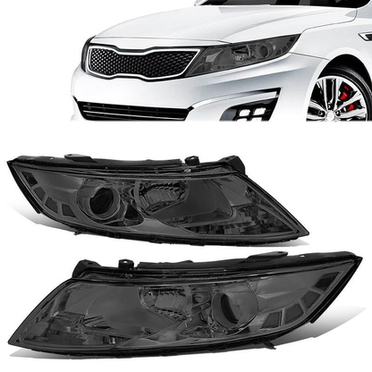 FAROS 11-13 KIA OPTIMA - FITS MODELS W/ FACTORY HALOGEN HEADLIGHTS - OE STYLE - PROJECTOR - H11B LOW BEAM / H1 HIGH BEAM - CHROME HOUSING / SMOKED LENS / CLEAR CORNER