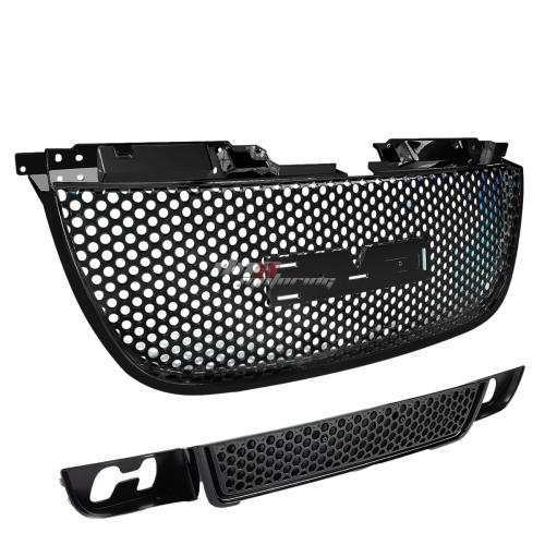 PARRILLA GRILLE - 07-12 GMC YUKON , 1500 , 2500 - PERFORATED MESH STYLE - FRONT UPPER / FRONT LOWER - ABS - FITS GMT 900 MODELS ONLY , DOES NOT FIT  09-12 GMC YUKON HYBRID (NON DENALI) MODELS - BLACK