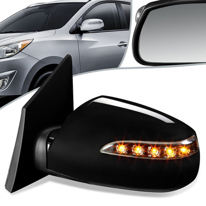 RETROVISOR MIRROR - OEM - 10-15 HYUNDAI TUCSON - POWERED - HEATED - TEXTURED - BLACK - LEFT