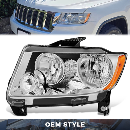 FAROS OE STYLE - 11-13 JEEP GRAND CHEROKEE - H11 LOW / 9005 HIGH / 12961 MARKER / 7443NA TURN SIGNAL - CHROME HOUSING - LEFT