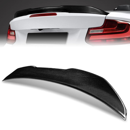 SPOILER CAR TRUNK SPOILER - 18-21 BMW 220I / 17-21 BMW 230I / 17-21 BMW 230I XDRIVE / 17-21 BMW M240I / 17-21 BMW M240I XDRIVE / 15-16 BMW 228I / 15-16 BMW 228I XDRIVE / 15-16 BMW M235I - FITS CONVERTIBLE MODELS ONLY - CARBON FIBER BLACK