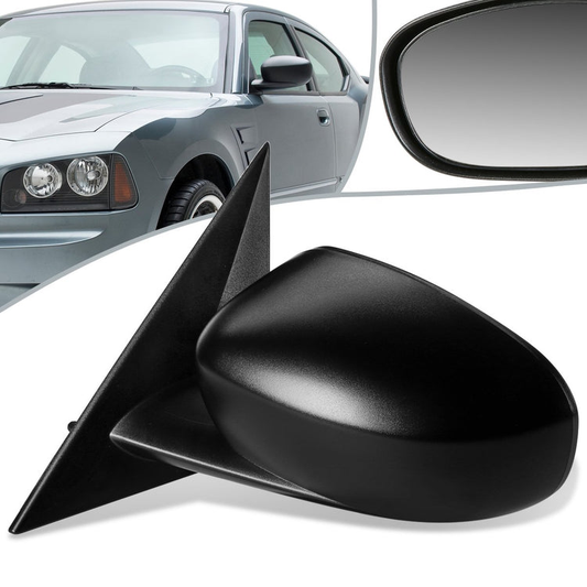 RETROVISOR MIRROR - 07-10 CHRYSLER 300 / 06-10 DODGE CHARGER / 05-08 DODGE MAGNUM - POWERED - OEM - LEFT - TEXTURED/BLACK