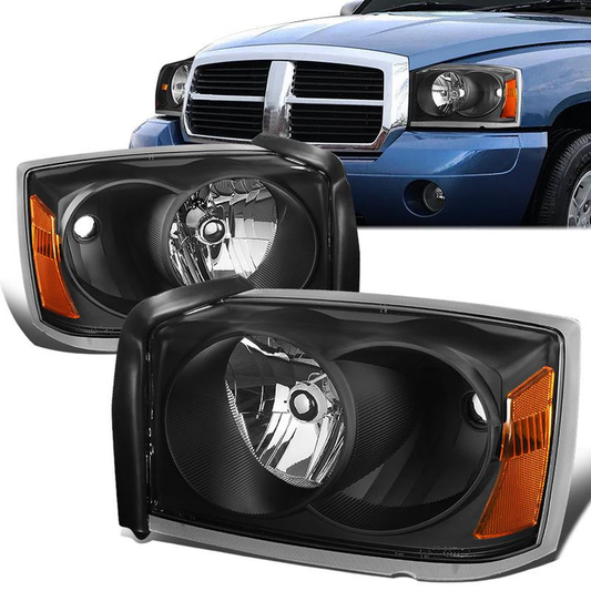 FAROS 05-07 DODGE DAKOTA - OE STYLE - BLACK HOUSING / AMBER CORNER - H13 LOW BEAM / HIGH BEAM