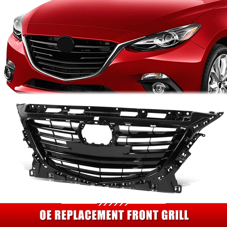 PARRILLA GRILLE - MZ 3 '14-'16/'17-'18 (3/4/5DR)/ GRILLE ASS'Y 14-16/ W/GLOSS  BLACK (2.5)/ (W/COLLISION WARNING)/ (JAPAN BUILT) (EU=USA)//PARTS.NO,MA1200195//OEM NO,BJD350712D