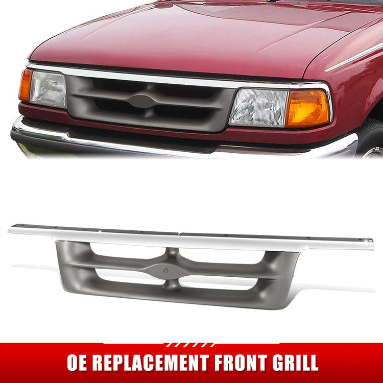 PARRILLA GRILLE - FD RANGR/BRONCO II '93-'97/ GRILLE ASS'Y '95-'97/ SILVER BLACK W/CHROME MLDG/ (XLT)(STYLESIDE TYPE) (2/4WD)/ FO1200317=FO1200326//PARTS.NO,FO1200317//OEM NO,F57Z8200KK
