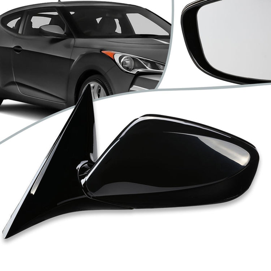 RETROVISOR MIRROR - OEM - 12-14 HYUNDAI VELOSTER WITH PANORAMIC SUNROOF - POWERED - HEATED - TEXTURED - BLACK - LEFT