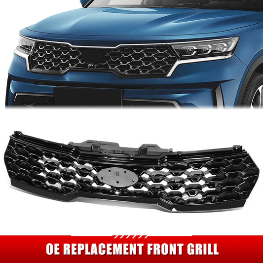 PARRILLA GRILLE - KA  SORETO 21-ON/ GRILLE ASS'Y/ PAINTED BLACK/ W/BLACK MOULDING/ W/CAMERA H.//PARTS.NO,KI1200223//OEM NO,86350R5310