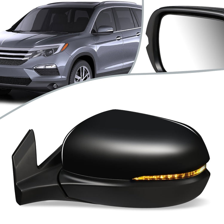 RETROVISOR MIRROR - OEM - 16-18 HONDA PILOT - POWERED - HEATED - W/ SIGNAL LIGHT - FOLDING - BLACK MATERIAL - LEFT
