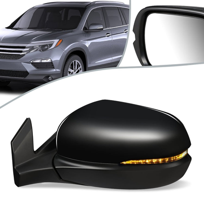 RETROVISOR MIRROR - OEM - 16-18 HONDA PILOT - POWERED - HEATED - W/ SIGNAL LIGHT - FOLDING - BLACK MATERIAL - LEFT