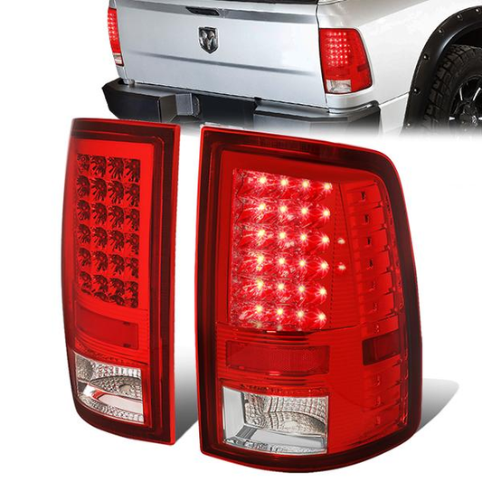 FAROS TRASEROS 09-17 DODGE RAM 1500 / 10-17 DODGE RAM 2500 , 3500 - LED - CHROME / RED