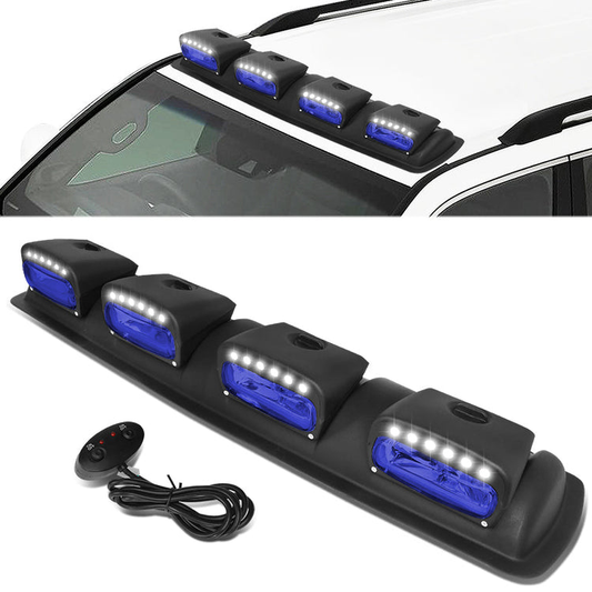 FAROS DE NIEBLA ROOF MOUNTED - 38" X 9" X 4" - UNIVERSAL - H3 BULB - 24PCS LED - WITH SWITCH, WIRING - BLUE