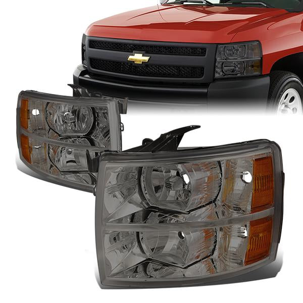 FAROS 07-13 CHEVY SILVERADO 1500 / 07-14 CHEVY SILVERADO 2500 3500 & HD MODELS - SMOKE HOUSING / AMBER CORNER - H11 LOW BEAM / 9005 HIGH BEAM