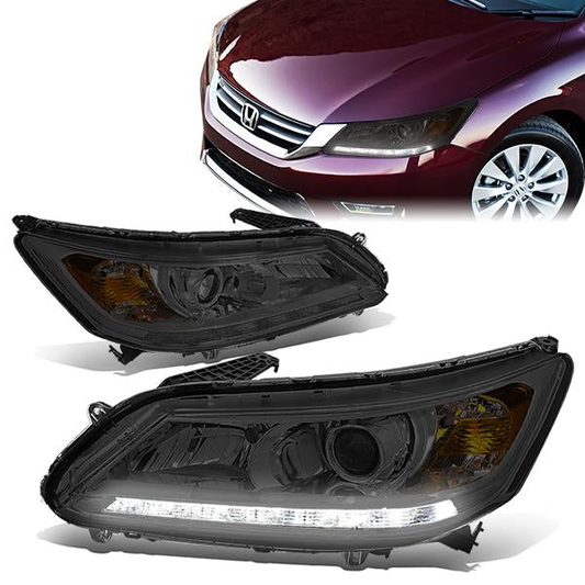 FAROS 13-15 HONDA ACCORD 4-DOOR - LED DRL - PROJECTOR - SMOKE HOUSING / AMBER CORNER - H11 LOW BEAM / 9005 HIGH BEAM