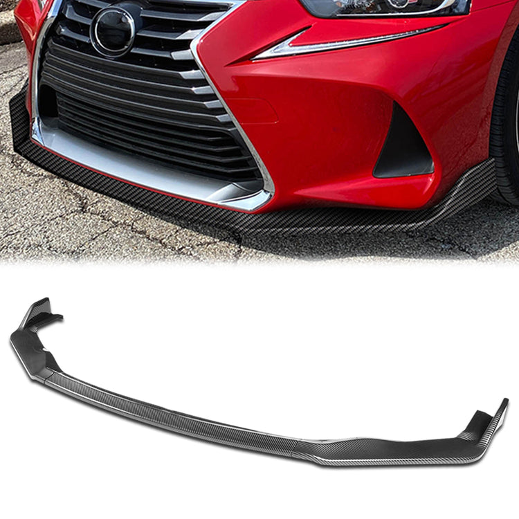 LIP FRONTAL 17-20 LEXUS IS200T, IS300, IS350 - REQUIRES DRILLING BUMPER FOR INSTALLATION - 3PC - CARBON FIBER LOOK