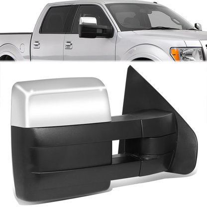 RETROVISOR MIRROR - OE STYLE - FORD F-150 08-14 - WITH POWER DUAL MIRROR WITH HEATED GLASS WITH TURN SIGNAL CHROME COVER - PASSENGER SIDE - SMOOTH - BLACK / CHROME