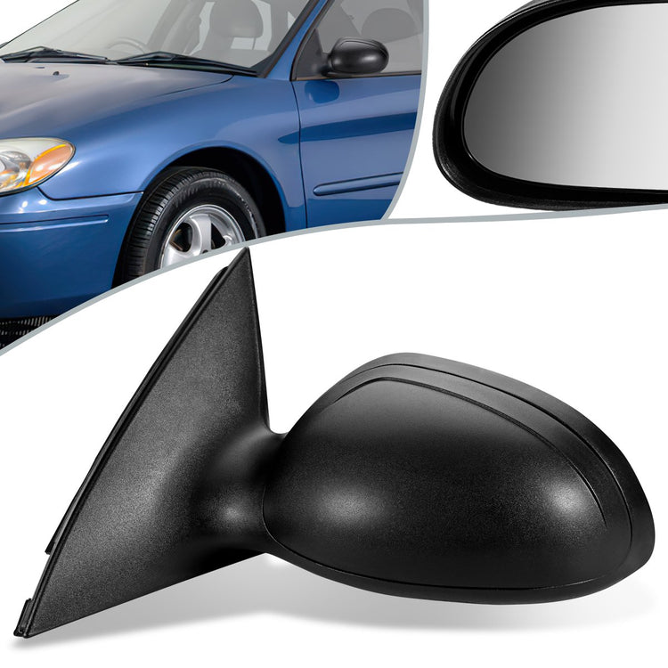 RETROVISOR MIRROR - OEM - 00-03 FORD TAURUS - POWERED - TEXTURED - BLACK COVER - BLACK MATERIAL - LEFT