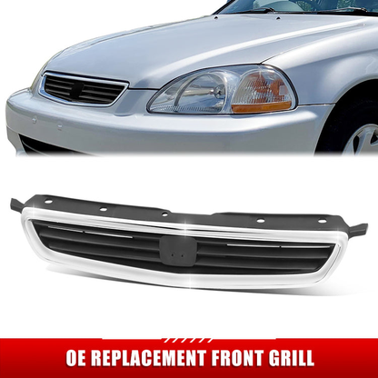 PARRILLA GRILLE - HD CVIC 4DR '96-'98/ GRILLE ASS'Y/ MAT-BLACK/ W/CHROME MOULDING (4D)/ (USA BUILT)//PARTS.NO,HO1200124//OEM NO,71121S04000-PFM