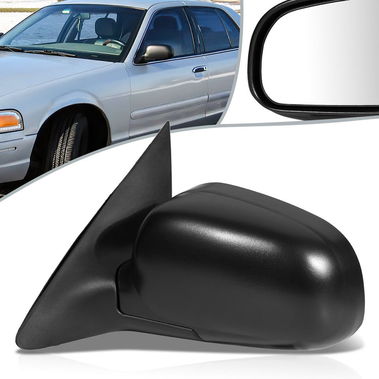 RETROVISOR MIRROR - OEM - 98-02 FORD CROWN VICTORIA - POWERED - FOLDING - BLACK MATERIAL - LEFT
