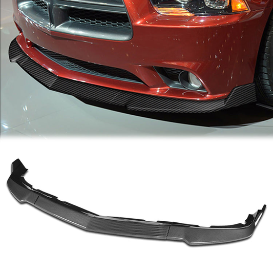 LIP FRONTAL 11-14 DODGE CHARGER - REQUIRES DRILLING BUMPER FOR INSTALLATION - 3PC - CARBON FIBER LOOK