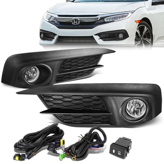 FAROS DE NIEBLA 2016+ HONDA CIVIC - W/ SWITCH - H8 BULB - CLEAR