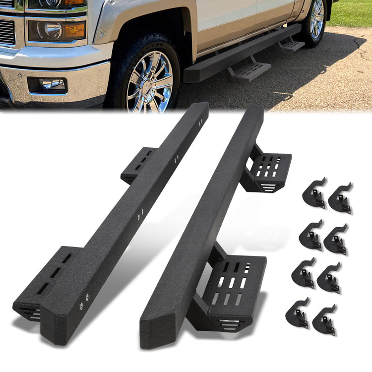 ESTRIBOS 4.75" - CHEVY SILVERADO 1500 CREW CAB 07-18/CHEVY SILVERADO 2500HD 3500HD CREW CAB 07-19/GMC SIERRA 1500 CREW CAB 07-18/GMC SIERRA 2500HD 3500HD CREW CAB 07-19/DOES NOT FIT DIESEL MODELS EQUIPPED WITH DEF TANK - BLACK