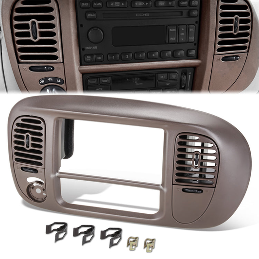 nan CENTER DASH RADIO SURROUND BEZEL TRIM PANEL - 97-03 FORD F-150 / 04 FORD F-150 HERITAGE / 97-02 FORD EXPEDITION - FITS 4WD MODELS - BROWN