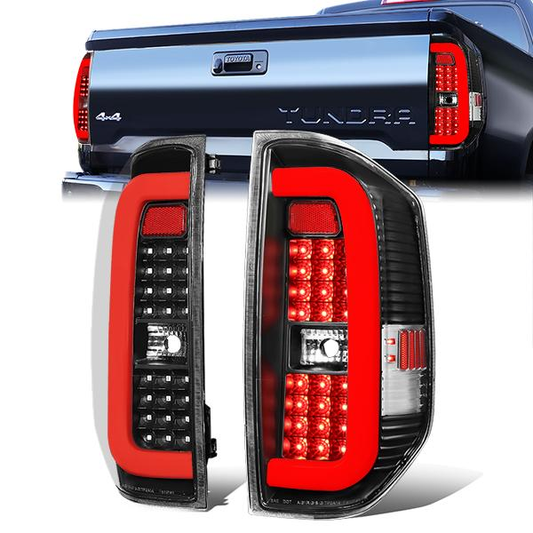 FAROS TRASEROS 14-18 TOYOTA TUNDRA - TUBE BAR - 3D - RED LED - BLACK / CLEAR