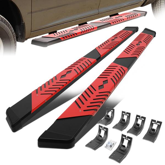 ESTRIBOS 5.5" - 09-18 DODGE RAM 1500 / 11-20 DODGE RAM 2500, 3500 / 2019 DODGE RAM 1500 CLASSIC - EXTENDED CAB - BLACK / RED