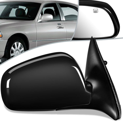 RETROVISOR MIRROR - OEM - 98-02 LINCOLN TOWN CAR - POWERED - HEATED - PAINTABLE - BLACK - RIGHT
