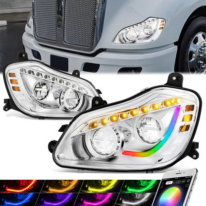 FAROS 13-21 KENWORTH T680 - FULL LED SEQUENTIAL TURN SIGNAL RGB RUNNING LIGHT - CHROME