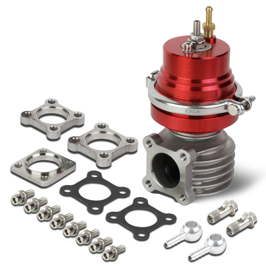 VALVULA DE ALIVIO WASTEGATE - 46MM - 4-BOLT FLANGE - V-BAND TOP - RED