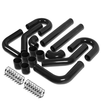 TUBERIA INTERCOOLER UNIVERSAL INTERCOOLER PIPING - ALUMINUM - 2.75" - 8PC - PIPES / HOSES / CLAMPS - 90D - BLACK