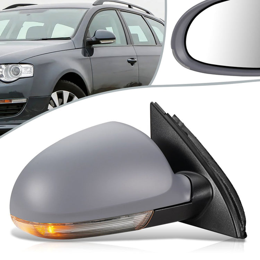 RETROVISOR MIRROR - OEM - 05-10 VOLKSWAGEN PASSAT - POWERED - HEATED - W/ SIGNAL LIGHT - W/ PUDDLE LIGHT - FOLDING - RIGHT - GRAY