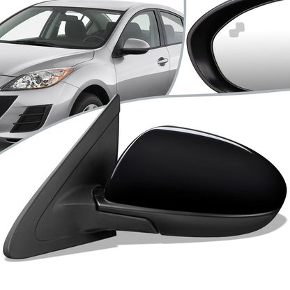 RETROVISOR MIRROR - OEM - 10-13 MAZDA 3 - POWERED - W/ BSD - FOLDING - BLACK MATERIAL - LEFT