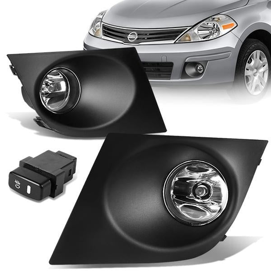 FAROS DE NIEBLA 07-11 NISSAN VERSA - WITH SWITCH, BEZEL - H11 BULB - CHROME / CLEAR