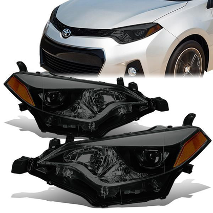 FAROS 14-16 TOYOTA COROLLA SEDAN - PROJECTOR - LED LOW BEAM / 9005 HIGH BEAM - 7444NA TURN SIGNAL - SMOKE HOUSING / AMBER CORNER