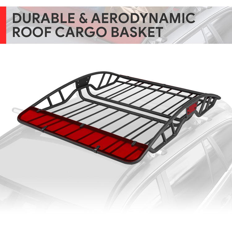 PORTAEQUIPAJE ROOF CARGO BASKET - FITS VEHICLES WITH FLAT CROSSBARS WITH 19-1/4" OR 29" SPACING (FRONT TO BACK) - 55'' W X 40'' L X 5" H - RED